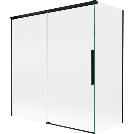 Mexen Rox dvojkrídlová posuvná vaňová zástenka 150 + 70 x 150 cm, priehľadná, čierna - 8C9-150-070-70-00