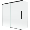 Mexen Rox vaňový paraván 2-dielny posuvný 160 + 70 x 150 cm, transparentný, čierny - 8C9-160-070-70-00