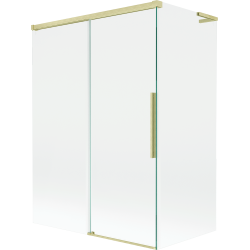 Mexen Rox L zasúvací dvojkrídlový vaňový paraván 120 + 70 x 150 cm, transparentný, zlatý kartáčovaný