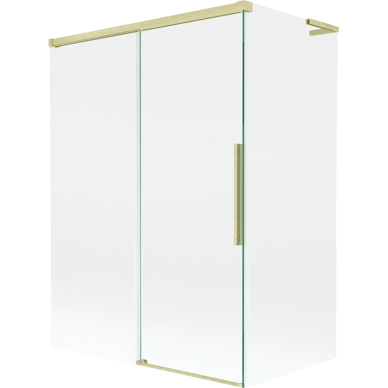 Mexen Rox L zasúvací dvojkrídlový vaňový paraván 120 + 70 x 150 cm, transparentný, zlatý kartáčovaný