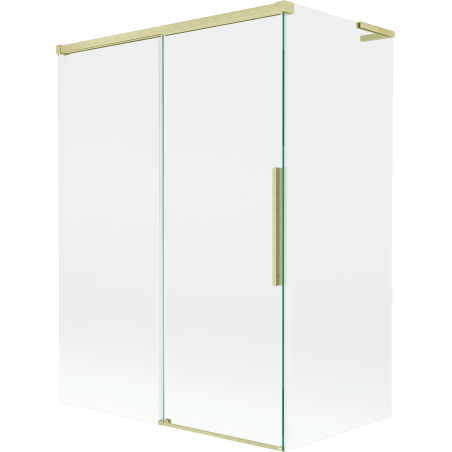 Mexen Rox L zasúvací dvojkrídlový vaňový paraván 120 + 70 x 150 cm, transparentný, zlatý kartáčovaný