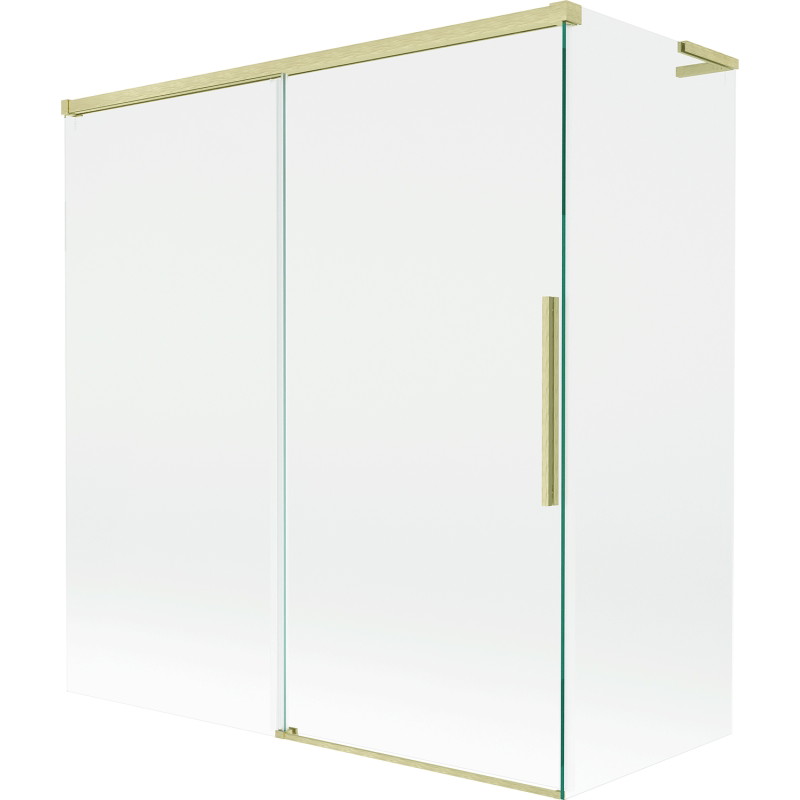 Mexen Rox L dvojkrídlový sklopný vaňový záves 150 + 70 x 150 cm, transparentný, brúsené zlato - 8C9L-150-070-55-00