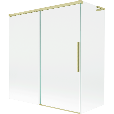 Mexen Rox L dvojkrídlový sklopný vaňový záves 150 + 70 x 150 cm, transparentný, brúsené zlato - 8C9L-150-070-55-00