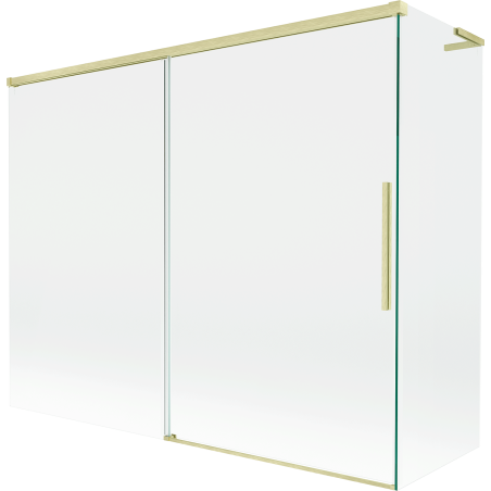 Mexen Rox L vaňová zástena 2-krídlová posuvná 190 + 80 x 150 cm, transparentná, zlatá kartáčovaná - 8C9L-190-080-55-00