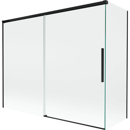 Mexen Rox vaničkový panel 2-krídlový posuvný 190 + 80 x 150 cm, transparentný, čierny - 8C9-190-080-70-00