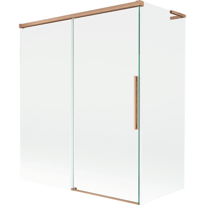 Mexen Rox L vaňová zástena 2-dverová posuvná 140 + 70 x 150 cm, transparentná, brúsená meď - 8C9L-140-070-65-00