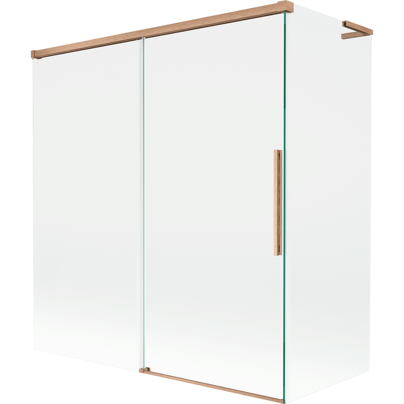 Mexen Rox L vaňová zástena, 2-krídlová posuvná 150 + 70 x 150 cm, transparentná, brúsená meď - 8C9L-150-070-65-00