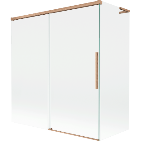 Mexen Rox L vaňová zástena, 2-krídlová posuvná 150 + 70 x 150 cm, transparentná, brúsená meď - 8C9L-150-070-65-00