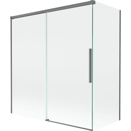 Mexen Rox sprchový záves do vane, 2-krídlový posuvný 150 + 70 x 150 cm, priehľadný, tmavý kov - 8C9-150-070-95-00