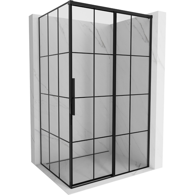 Mexen Rox sprchový kút posúvací pravý 135 x 95 cm, čierna mriežka, čierny - 8C2-135-095-70-77-P
