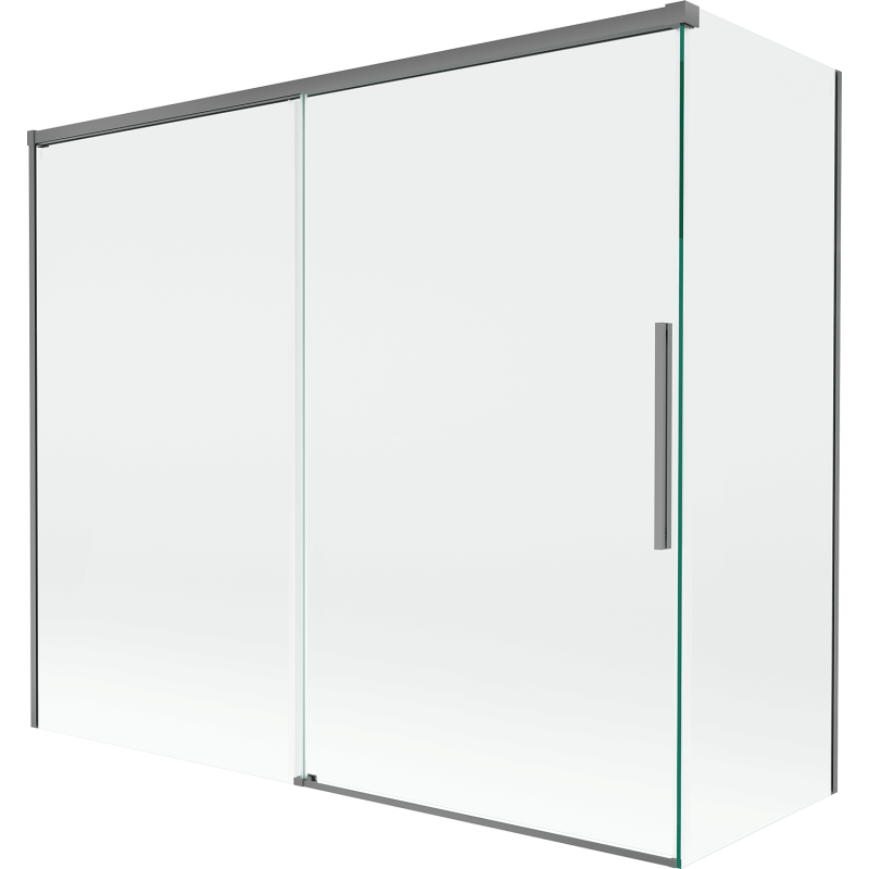 Mexen Rox, 2-krídlový posuvný vaňový paravent 180 + 90 x 150 cm, transparentný, tmavý kov - 8C9-180-090-95-00