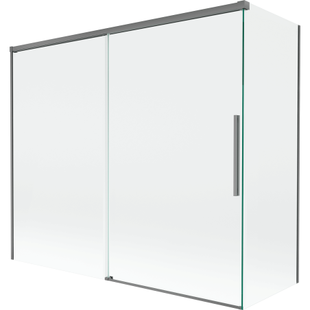 Mexen Rox, 2-krídlový posuvný vaňový paravent 180 + 90 x 150 cm, transparentný, tmavý kov - 8C9-180-090-95-00