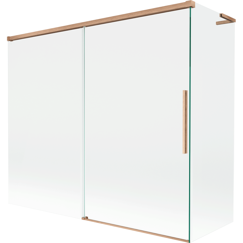 Mexen Rox L vaňový paraván, dvojkrídlový posuvný 180 + 80 x 150 cm, transparentný, brúsená meď - 8C9L-180-080-65-00