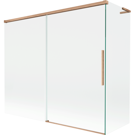 Mexen Rox L vaňový paraván, dvojkrídlový posuvný 180 + 80 x 150 cm, transparentný, brúsená meď - 8C9L-180-080-65-00
