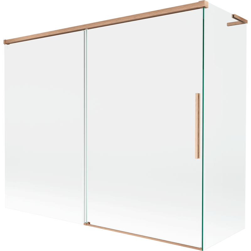 Mexen Rox L dvojdielna rozkladacia sprchová zástena 190 + 80 x 150 cm, transparentná, brúsená meď - 8C9L-190-080-65-00