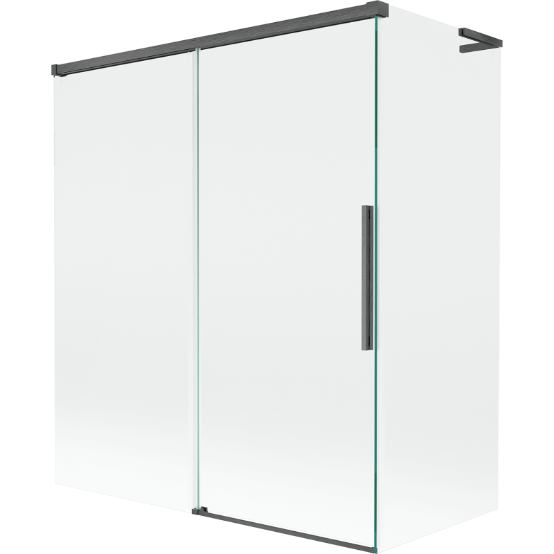 Mexen Rox L vaňový paraván 2-krídlový posuvný 140 + 70 x 150 cm, transparentný, česaný gun gray - 8C9L-140-070-66-00