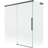 Mexen Rox L vaňový paraván 2-krídlový posuvný 140 + 70 x 150 cm, transparentný, česaný gun gray - 8C9L-140-070-66-00