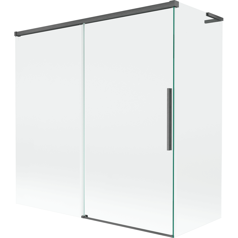 Mexen Rox L vaničkový paraván 2-krídlový posuvný 160 + 70 x 150 cm, transparentný, kartáčovaný gun gray - 8C9L-160-070-66-00
