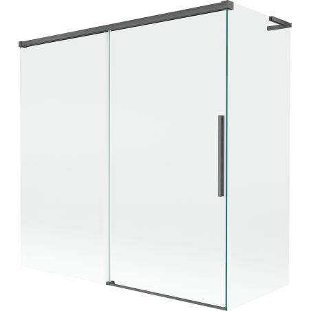 Mexen Rox L vaničkový paraván 2-krídlový posuvný 160 + 70 x 150 cm, transparentný, kartáčovaný gun gray - 8C9L-160-070-66-00