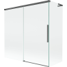 Mexen Rox L vaničkový paraván 2-krídlový posuvný 160 + 70 x 150 cm, transparentný, kartáčovaný gun gray - 8C9L-160-070-66-00