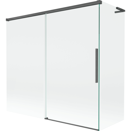 Mexen Rox L zasúvacia 2-krídlová vaňová zástena 170 + 80 x 150 cm, priehľadná, kartáčovaná, gun gray