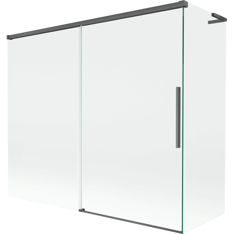 Mexen Rox L dvojdielna posuvná vaňová zástena 180 + 80 x 150 cm, transparentná, kartáčovaná pušková šedá