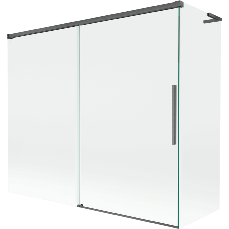 Mexen Rox L vaňová zástenka 2-krídlová posuvná 180 + 90 x 150 cm, transparentná, brúsená gun gray - 8C9L-180-090-66-00