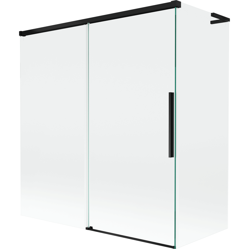 Mexen Rox L vaňová zástena dvojkrídlová posuvná 150 + 70 x 150 cm, transparentná, čierna - 8C9L-150-070-70-00