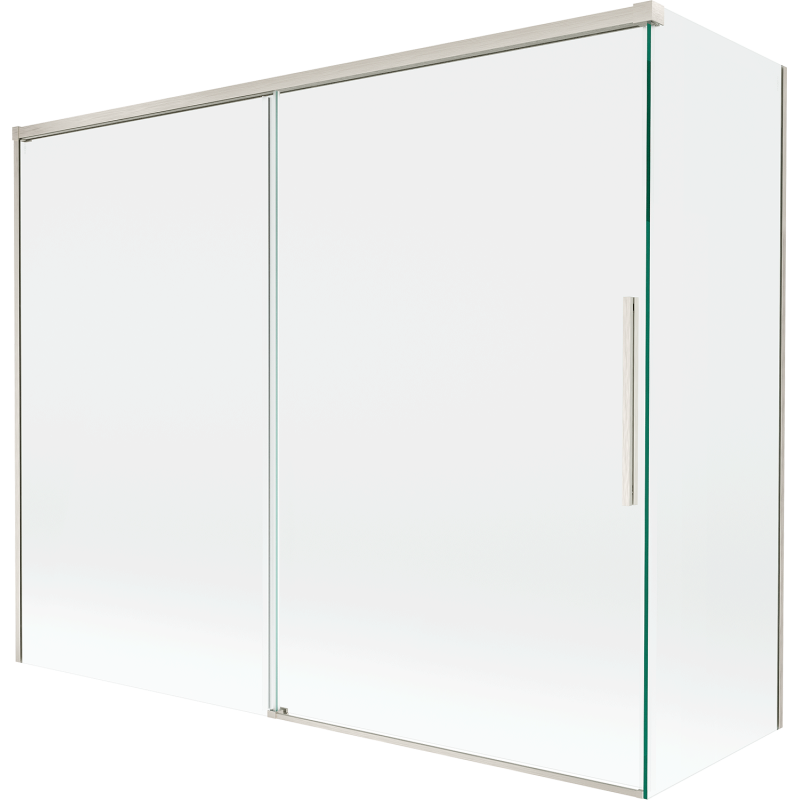 Mexen Rox nastaviteľná sprchová zástena 2-krídlová posuvná 190 + 80 x 150 cm, transparentná, brúsny nikel - 8C9-190-080-97-00