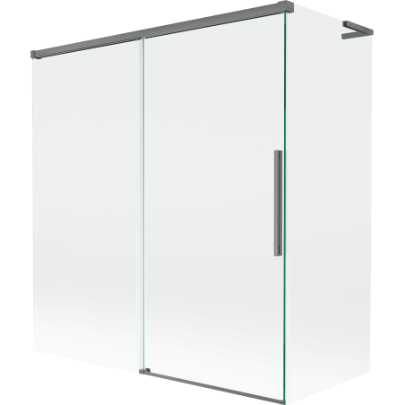 Mexen Rox L vaňová zástenová 2-krídlová zasúvacia 150 + 70 x 150 cm, transparentná, gun metal - 8C9L-150-070-95-00
