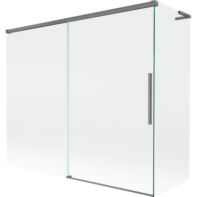 Mexen Rox L paraván na vaňu 2-krídlový posuvný 180 + 90 x 150 cm, transparentný, gun metal - 8C9L-180-090-95-00