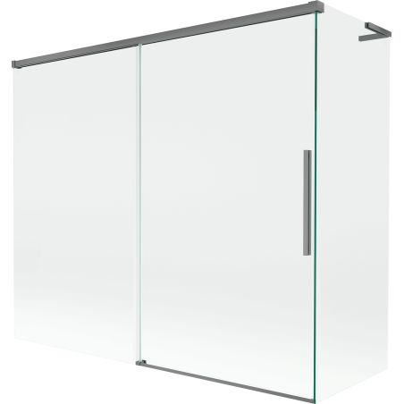 Mexen Rox L paraván na vaňu 2-krídlový posuvný 180 + 90 x 150 cm, transparentný, gun metal - 8C9L-180-090-95-00