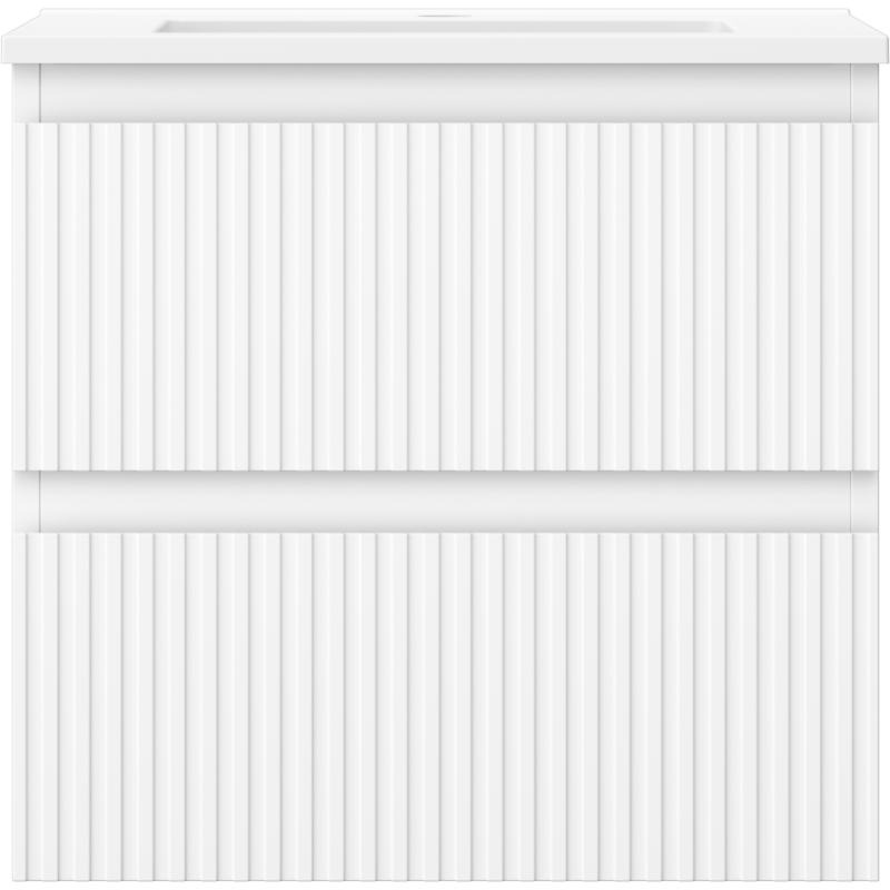 Mexen Rivel kúpeľňová skrinka 50 cm s umývadlom Otis, 2 zásuvky, ryhovaná, biela matná - 91A20-05047-2-BFF01-W18M01