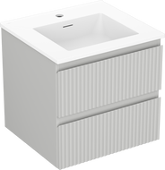 Mexen Rivel kúpeľňová skrinka 50 cm s umývadlom Otis, 2 zásuvky, ryhovaná, sivá mat/biela mat - 91A20-05047-2-BFF62-W18M01