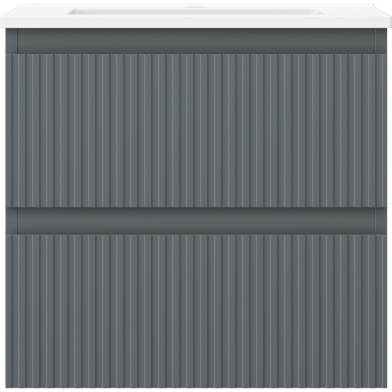 Mexen Rivel kúpeľňová skrinka 50 cm s umývadlom Otis, 2 zásuvky, ryhovaná, grafit mat/biela mat - 91A20-05047-2-BFF66-W18M01