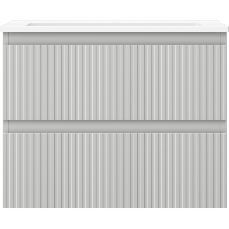 Mexen Rivel kúpeľňová skrinka 60 cm s umývadlom Otis, 2 zásuvky, ryhovaná, sivá matná/biela matná - 91A20-06047-2-BFF62-W18M01