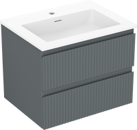 Mexen Rivel kúpeľňová skrinka 60 cm s umývadlom Otis, 2 zásuvky, hrubo ryhované, grafitová matná/biela matná -