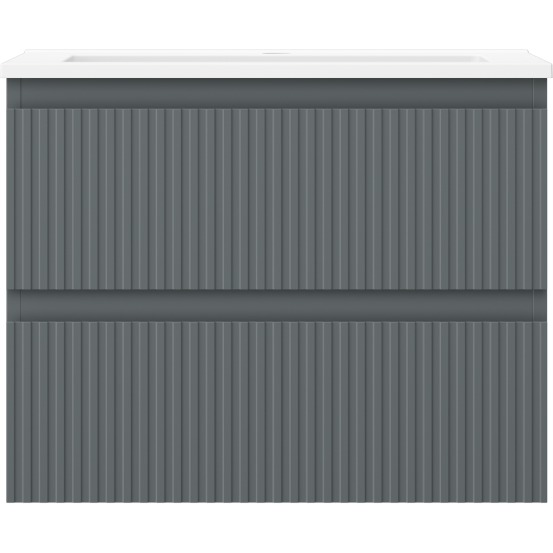 Mexen Rivel kúpeľňová skrinka 60 cm s umývadlom Otis, 2 zásuvky, hrubo ryhované, grafitová matná/biela matná -