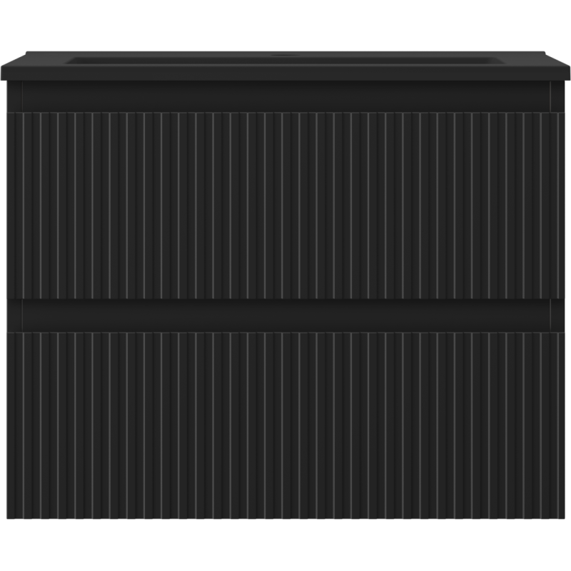 Mexen Rivel kúpeľňová skrinka 60 cm s umývadlom Otis, 2 zásuvky, ryhovaná, čierna matná - 91A20-06047-2-BFF71-W18M71