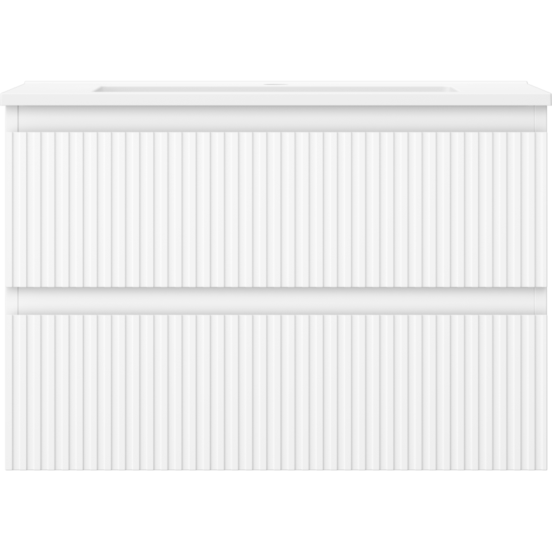 Mexen Rivel kúpeľňová skrinka 70 cm s umývadlom Otis, 2 zásuvky, ryhovaná, biela matná - 91A20-07047-2-BFF01-W18M01