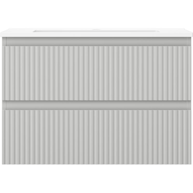 Mexen Rivel kúpeľňová skrinka 70 cm s umývadlom Otis, 2 zásuvky, ryhovaná, sivá matná/biela matná - 91A20-07047-2-BFF62-W18M01