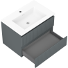 Mexen Rivel kúpeľňová skrinka 70 cm s umývadlom Otis, 2 zásuvky, ryhovaná, grafitová matná/biela matná -
