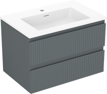 Mexen Rivel kúpeľňová skrinka 70 cm s umývadlom Otis, 2 zásuvky, ryhovaná, grafitová matná/biela matná -