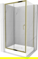 Mexen Apia sprchová kabína, posuvné dvere 100 x 80 cm, transparentnéné, zlatá + závesný bidet Rio - 840-100-080-50-00-4510