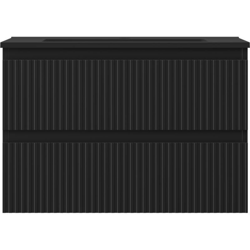 Mexen Rivel kúpeľňová skrinka 70 cm s umývadlom Otis, 2 zásuvky, ryhovaná, čierna mat - 91A20-07047-2-BFF71-W18M71