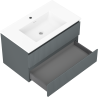 Mexen Rivel kúpeľňová skrinka 80 cm s umývadlom Otis, 2 zásuvky, ryhovaná, grafitová matná/biela matná -