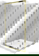 Mexen Apia posuvná sprchová kabína 90 x 90 cm, transparentná, zlatá + plochá vanička, biela - 840-090-090-50-00-4010G