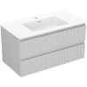 Mexen Rivel kúpeľňová skrinka 90 cm s umývadlom Otis, 2 zásuvky, ryhovaná, sivá matná/biela matná - 91A20-09047-2-BFF62-W18M01