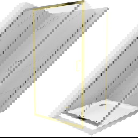 Mexen Apia sprchový kút posuvný 100 x 100 cm, transparentný, zlatý + sprchová vanička Flat, biela- 840-100-100-50-00-4010G