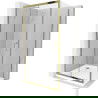 Mexen Apia sprchový kút posuvný 100 x 100 cm, transparentný, zlatý + sprchová vanička Flat, biela- 840-100-100-50-00-4010G